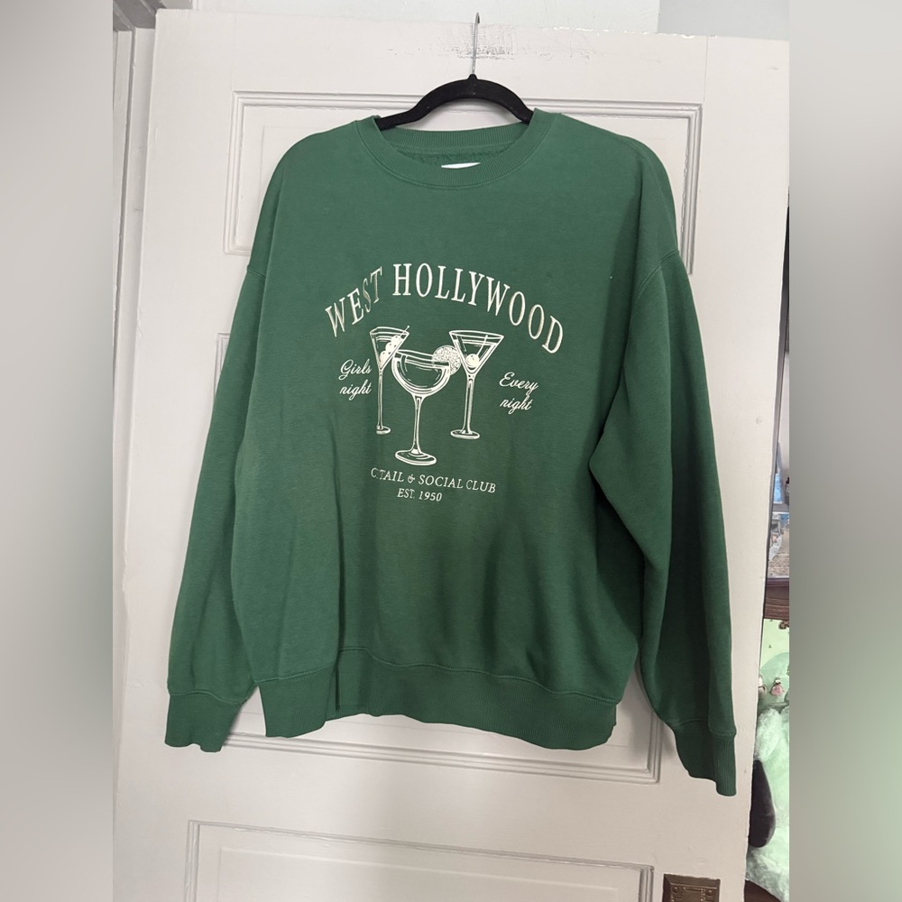 Lazy Sunday Dark Green West Hollywood Cocktail and Social Club Sweatshirt - L